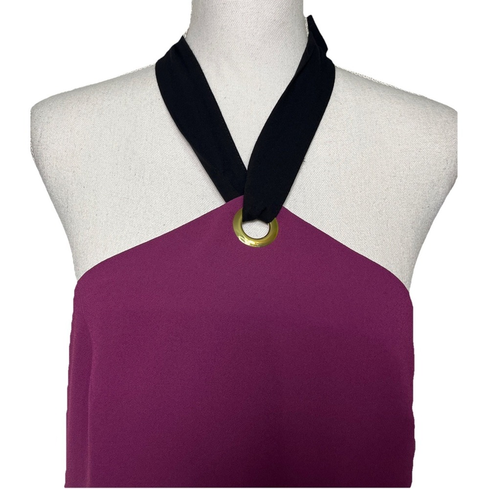 Trina Turk‎ NWT Glow Halter Neck Carmel Crepe Dress Fuchsia Women's Size 6 - Picture 2 of 11
